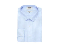 Camisa blanca con cuadros celestes - Cuello francés Alfiero-Bexley Clearance
