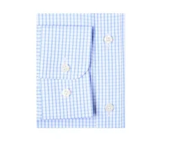Camisa blanca con cuadros celestes - Cuello francés Alfiero-Bexley Clearance