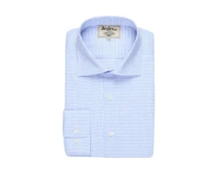 Camisa blanca con pequeños cuadros azules Salvatore-Bexley Store