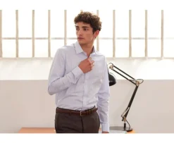 Camisa blanca con rayas Azul Claro Geoffroy-Bexley Flash Sale