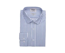 Camisa blanca con rayas azules Léonel-Bexley Clearance