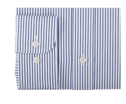 Camisa blanca con rayas azules oscuras Geoffroy-Bexley Fashion