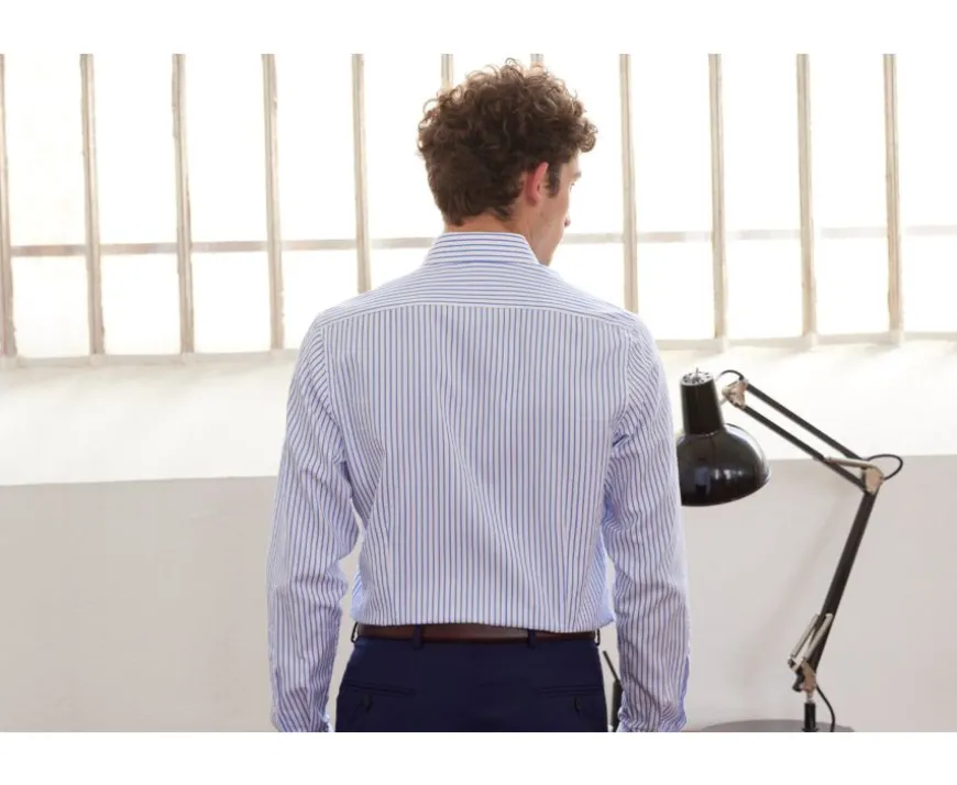Camisa blanca con rayas azules Léonel-Bexley Flash Sale