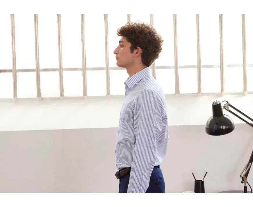 Camisa blanca con rayas azules Léonel-Bexley Flash Sale