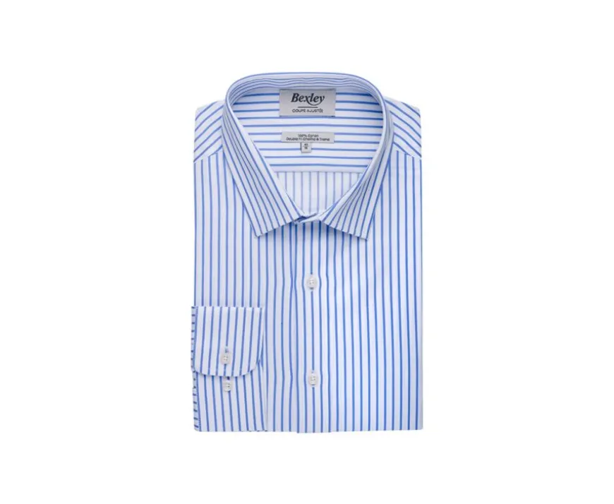 Camisa blanca con rayas azules Léonel-Bexley Flash Sale