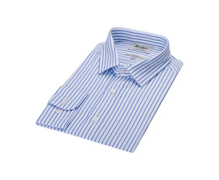 Camisa blanca con rayas azules Léonel-Bexley Flash Sale