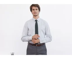Camisa blanca con rayas Verde oscuros Geoffroy-Bexley Shop