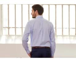 Camisa blanca de rayas azules con bolsillo en el pecho Broderick-Bexley New