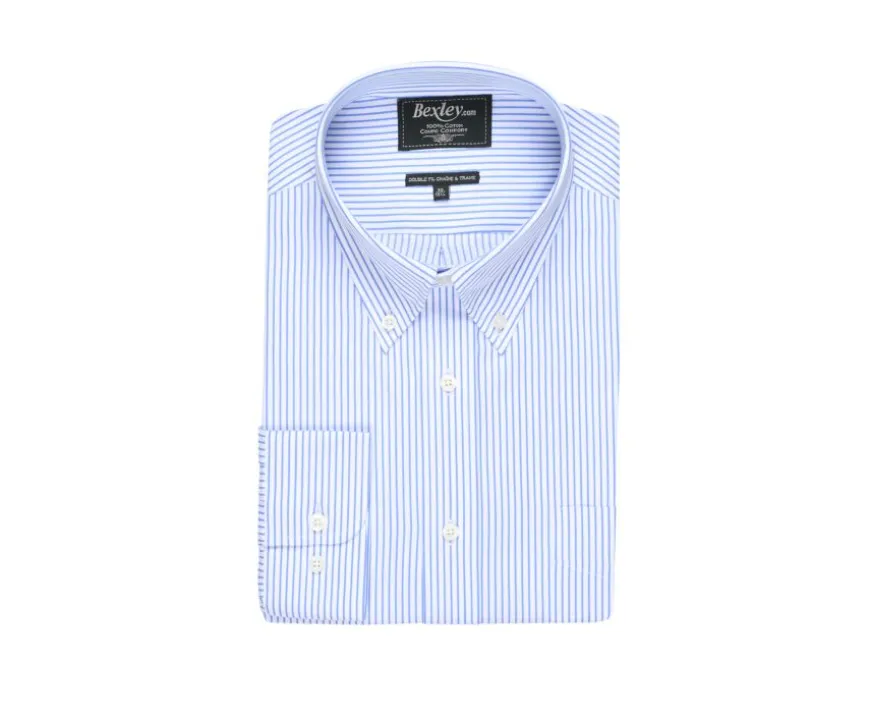 Camisa blanca de rayas azules con bolsillo en el pecho Broderick-Bexley New
