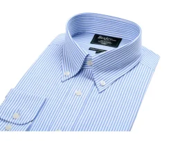 Camisa blanca de rayas azules con bolsillo en el pecho Broderick-Bexley New