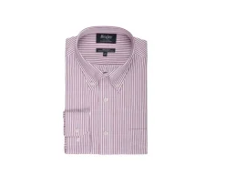 Camisa blanca de rayas rojos con bolsillo en el pecho Broderick-Bexley Discount