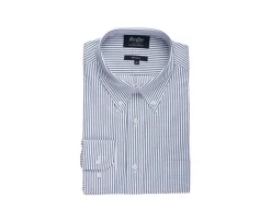 Camisa blanca de rayas verdes con bolsillo en el pecho Broderick-Bexley Store