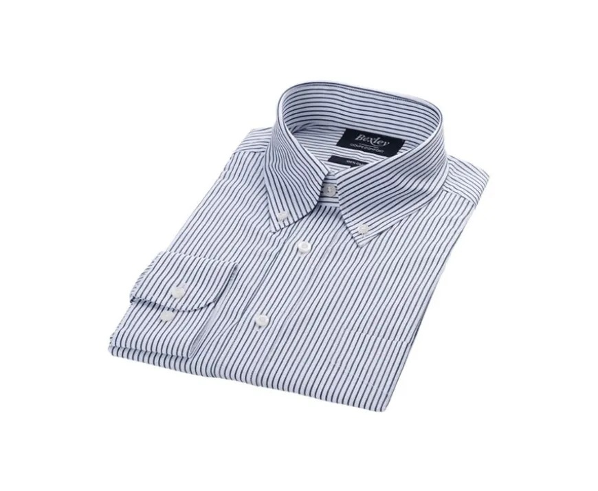 Camisa blanca de rayas verdes con bolsillo en el pecho Broderick-Bexley Store