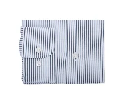 Camisa blanca de rayas verdes con bolsillo en el pecho Broderick-Bexley Store