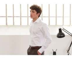 Camisa blanca de sarga de algodón de doble hilo Giorgio-Bexley New