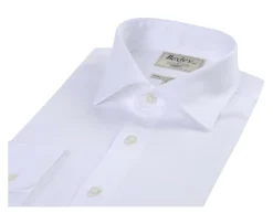Camisa blanca de sarga de algodón de doble hilo Giorgio-Bexley New