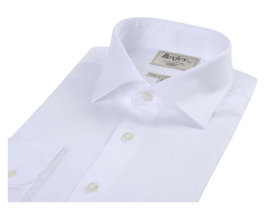 Camisa blanca de sarga de algodón de doble hilo Giorgio-Bexley New