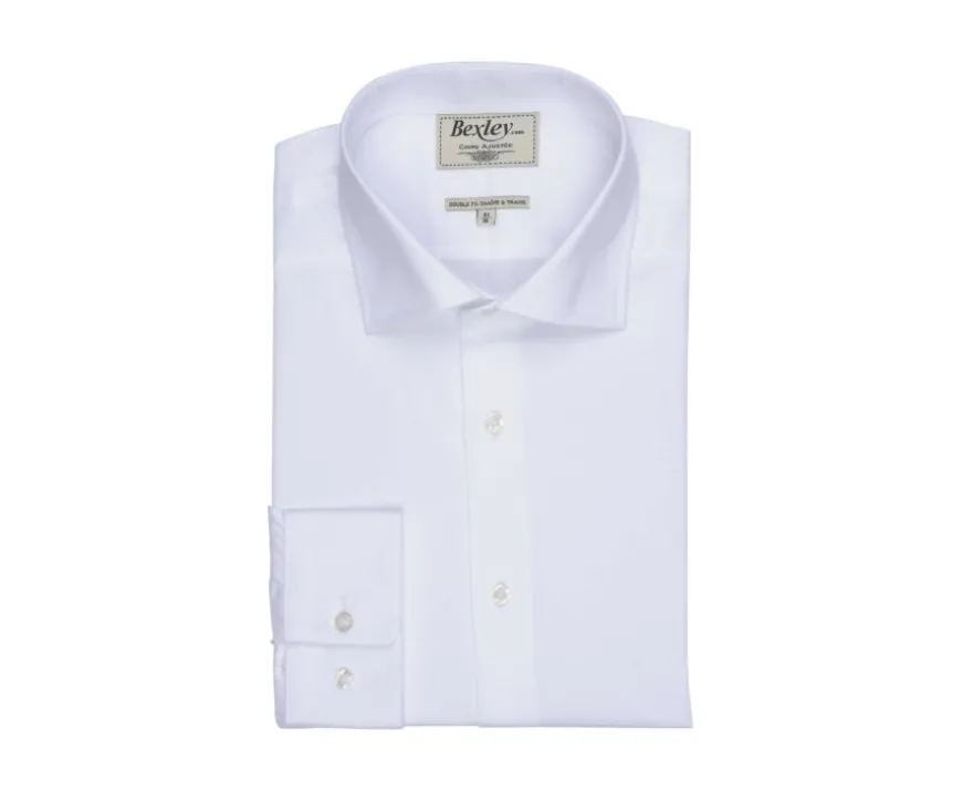 Camisa blanca de sarga de algodón de doble hilo Giorgio-Bexley New