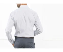 Camisa blanca estampada con motivos azules - Cuello francés Beranger-Bexley Sale