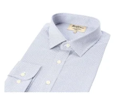 Camisa blanca estampada con motivos azules - Cuello francés Beranger-Bexley Sale