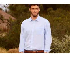 Camisa Chambray Azul Claro de algodón y lino  Siphérin-Bexley Online