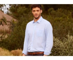 Camisa Chambray Azul Claro de algodón y lino  Siphérin-Bexley Online
