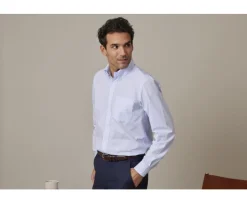 Camisa de algodón a rayas Azul Claro y Blanco - Cuello americano Marlon-Bexley Cheap
