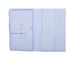 Camisa de algodón a rayas Azul Claro y Blanco - Cuello americano Marlon-Bexley Cheap
