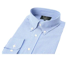 Camisa de algodón a rayas azules - Cuello americano Marlon-Bexley Sale