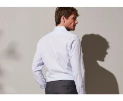 Camisa de algodón a rayas Celeste y Blanco Maximilien-Bexley Cheap