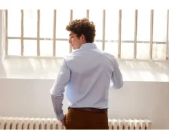 Camisa de algodón azul claro Giorgio-Bexley Flash Sale