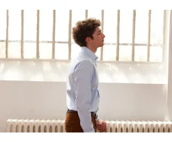 Camisa de algodón azul claro Giorgio-Bexley Flash Sale