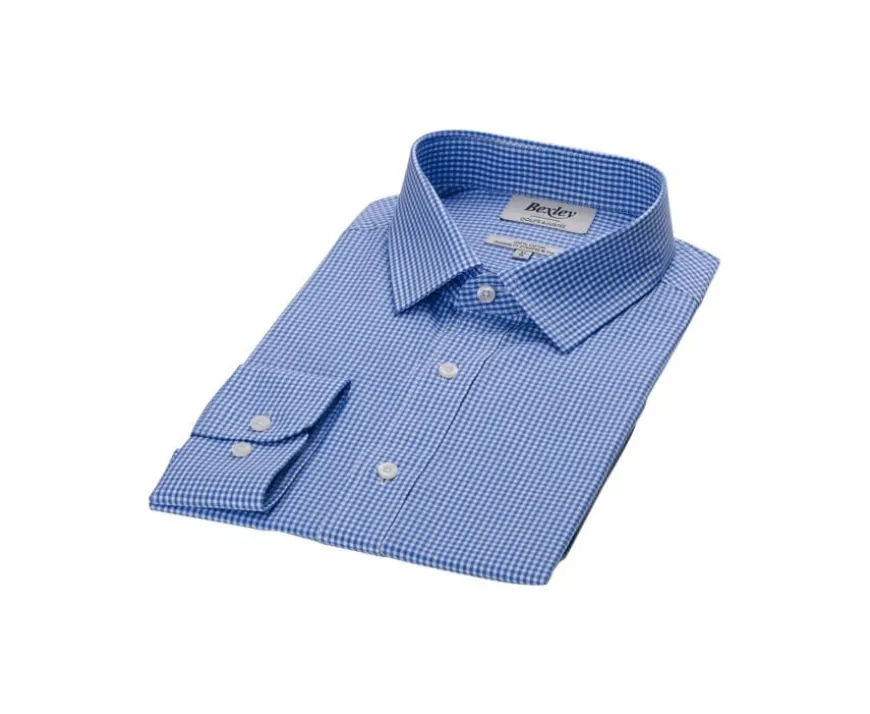 Camisa de algodón Azul claro y Blanco - Cuello francés Valaire-Bexley Clearance