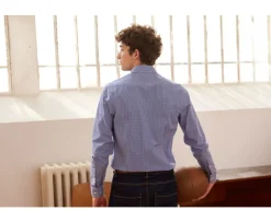 Camisa de algodón Azul y Blanco - Cuello francés Valaire-Bexley Shop