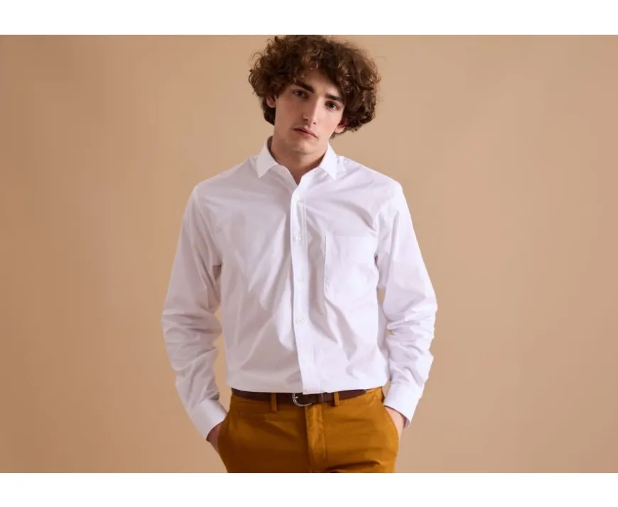 Camisa de algodón blanca - Bolsillo en el pecho Albert-Bexley Online