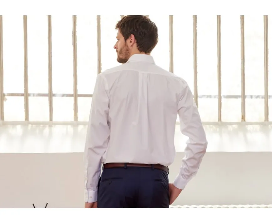 Camisa de algodón blanca - Bolsillo en el pecho Alberto Ii Classic-Bexley Flash Sale