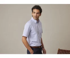 Camisa de algodón blanca con pequeños cuadros Azul océano Tim Mc-Bexley Fashion