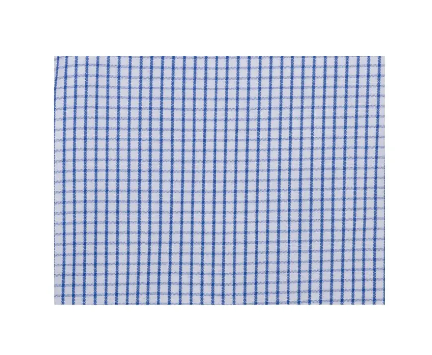 Camisa de algodón blanca con pequeños cuadros Azul océano Tim Mc-Bexley Fashion