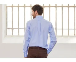 Camisa de algodón celeste - Cuello americano Tommy-Bexley Online