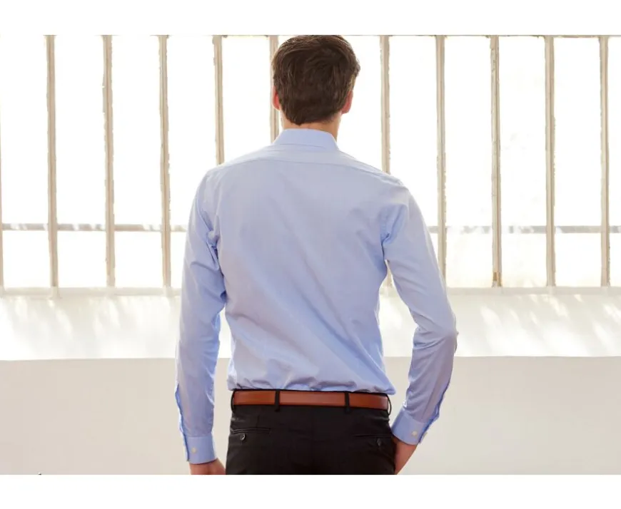 Camisa de algodón Celeste - Cuello francés Louis Classic-Bexley Clearance