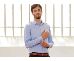 Camisa de algodón Celeste - Cuello francés Louis Classic-Bexley Clearance