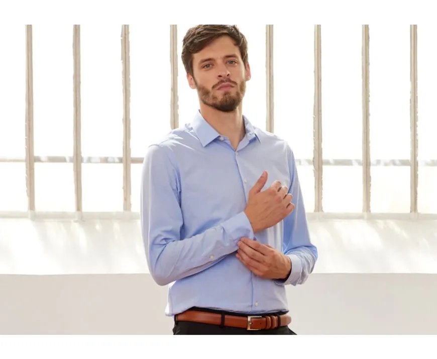 Camisa de algodón Celeste - Cuello francés Louis Classic-Bexley Clearance