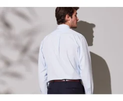 Camisa de algodón doble hilo azul claro Albert Classic-Bexley Fashion