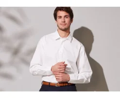 Camisa de algodón doble hilo blanca Albert Classic-Bexley Discount