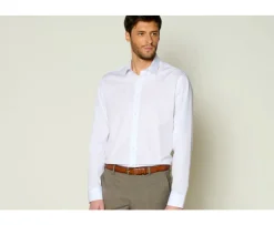 Camisa de algodón rayas Blanco y Celeste Berthin-Bexley Clearance