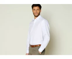 Camisa de algodón rayas Blanco y Celeste Berthin-Bexley Clearance