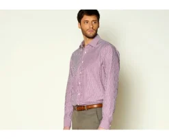 Camisa de algodón rayas Burdeos y Blanco Maximilien-Bexley Flash Sale
