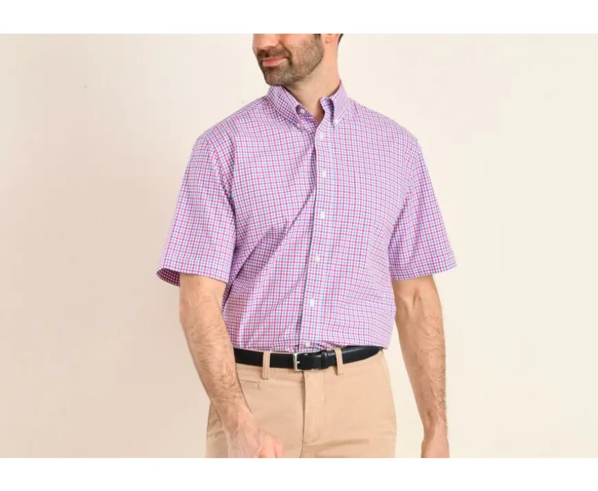 Camisa de algodón Rosa Azul y Blanco - Bolsillo en el pecho Cullen Mc-Bexley Store