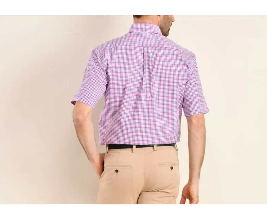 Camisa de algodón Rosa Azul y Blanco - Bolsillo en el pecho Cullen Mc-Bexley Store