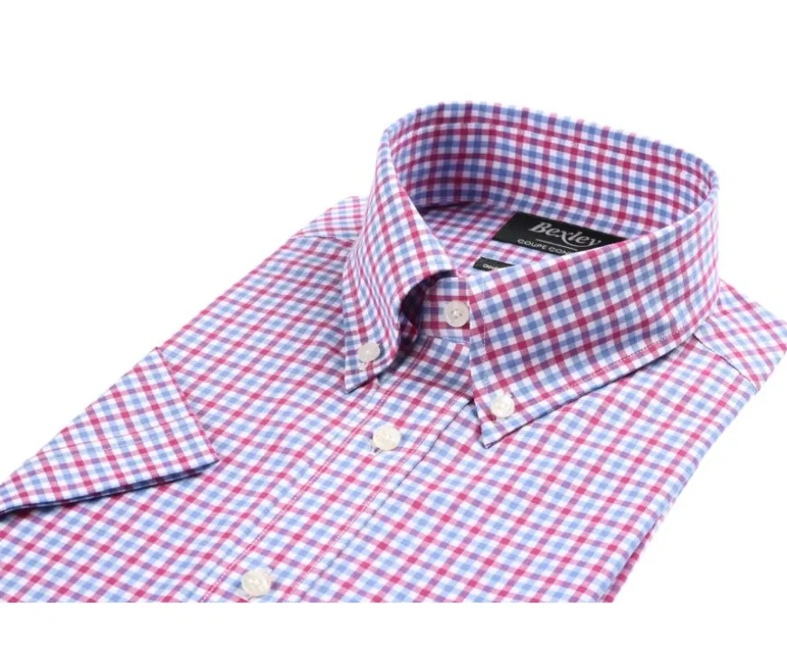 Camisa de algodón Rosa Azul y Blanco - Bolsillo en el pecho Cullen Mc-Bexley Store